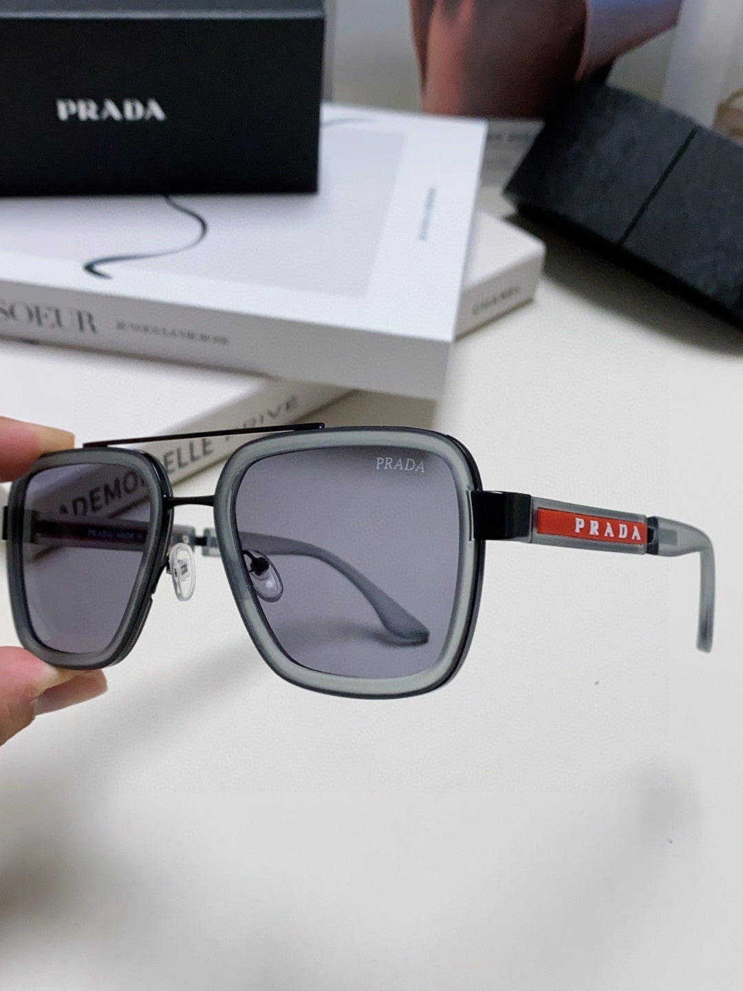 Prada Aviator Blue Lens Sunglasses for Men & Women - detail image 5