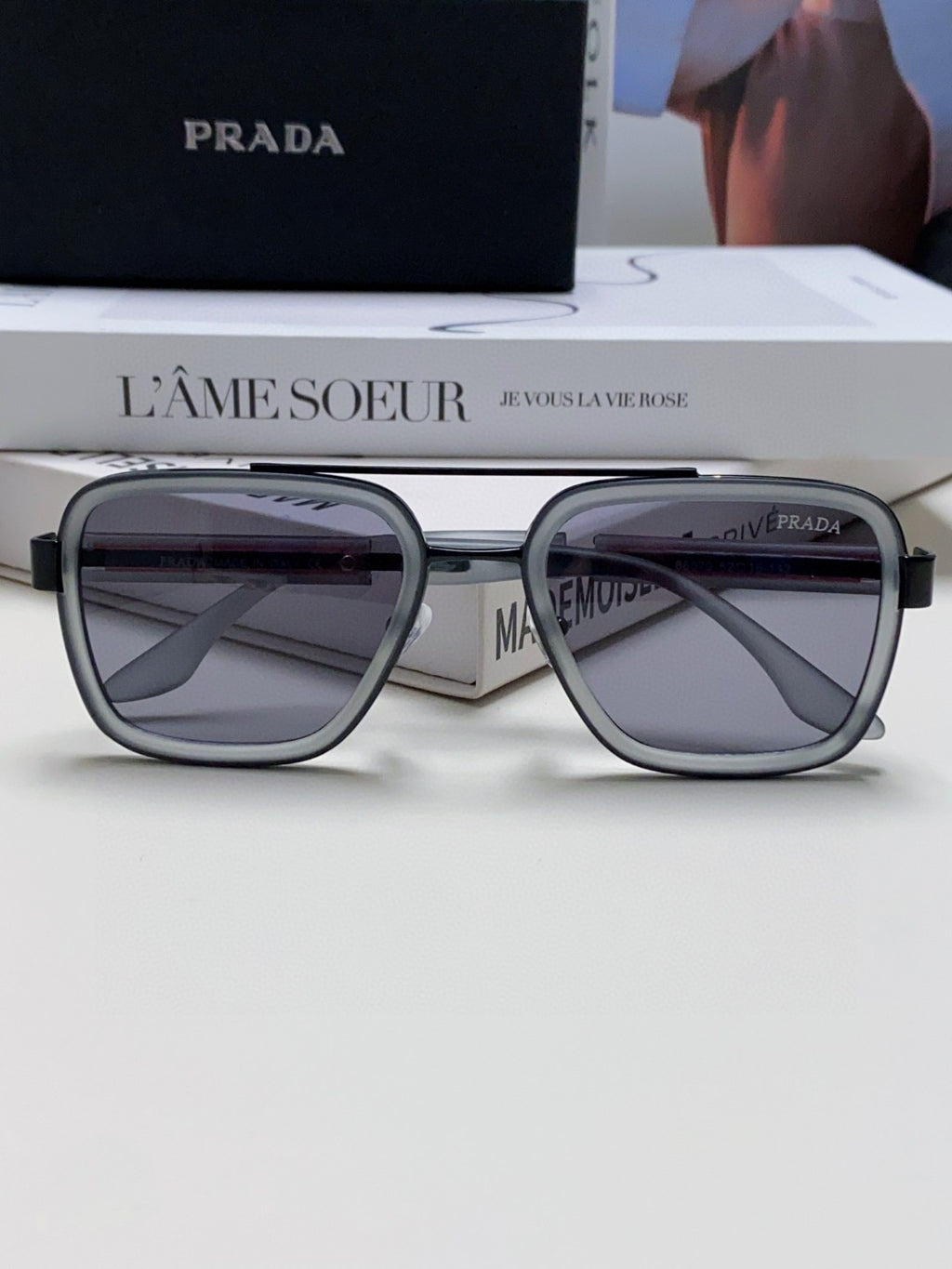 Prada Aviator Blue Lens Sunglasses for Men & Women - detail image 6