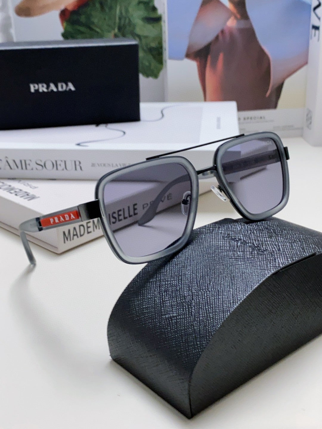 Prada Aviator Blue Lens Sunglasses for Men & Women - detail image 7