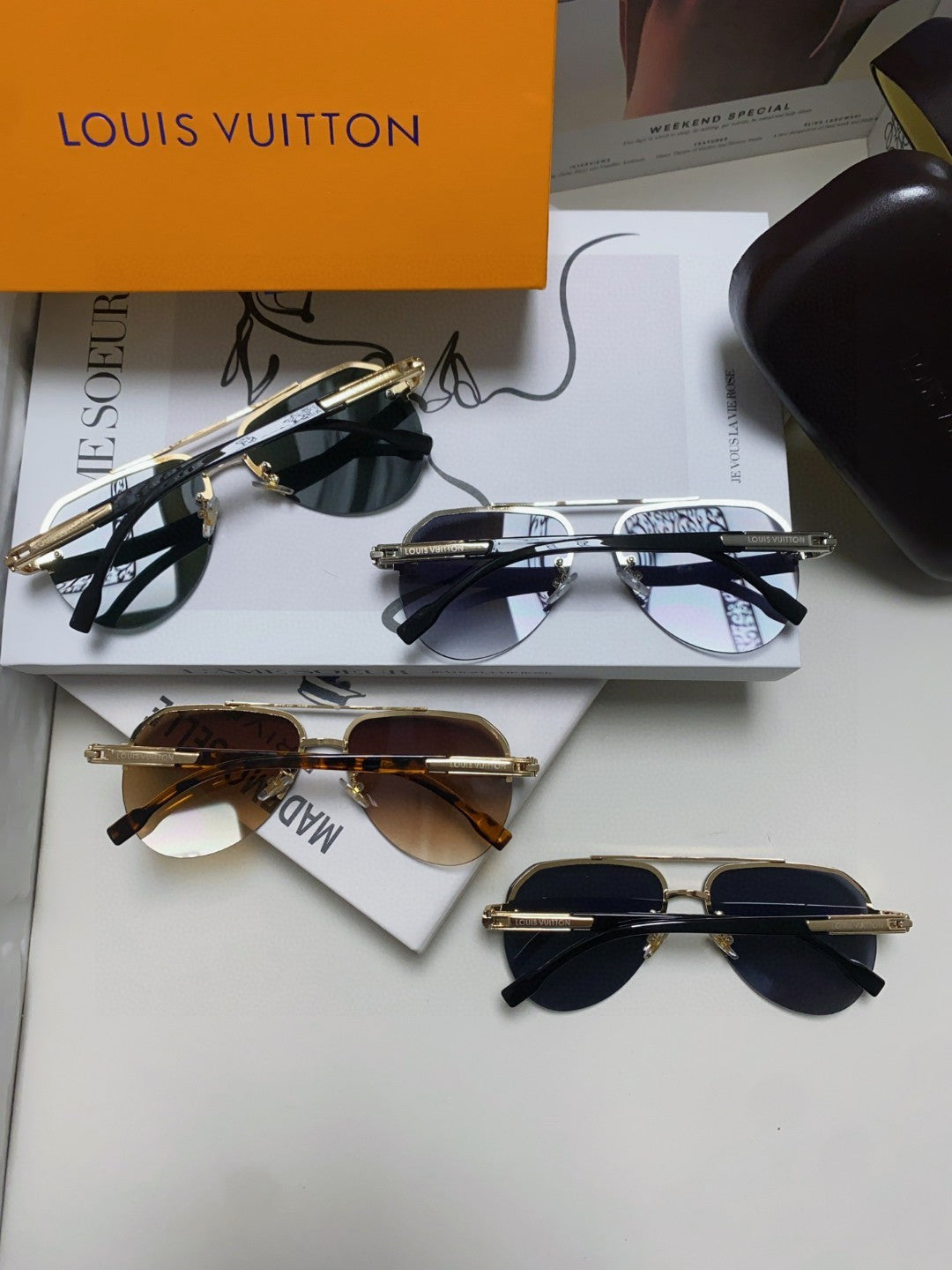 Louis Vuitton Metal Aviator Brown Lens Sunglasses for Men & Women - 448546 - detail image 8