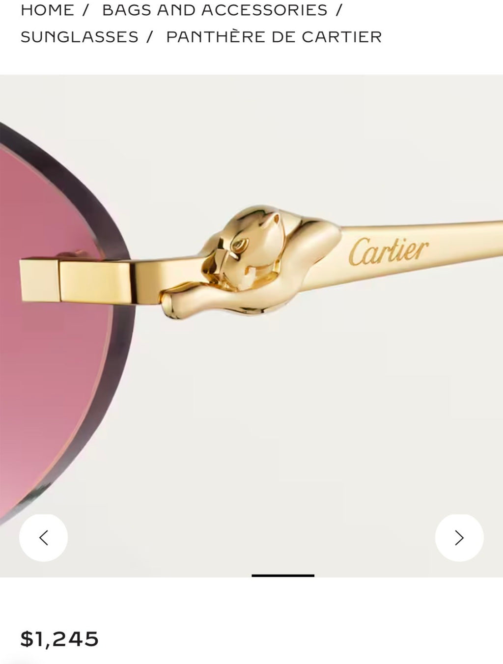 Cartier CT0504S Lightweight Rimless Pink Lens Sunglasses for Men & Women - detail image 2