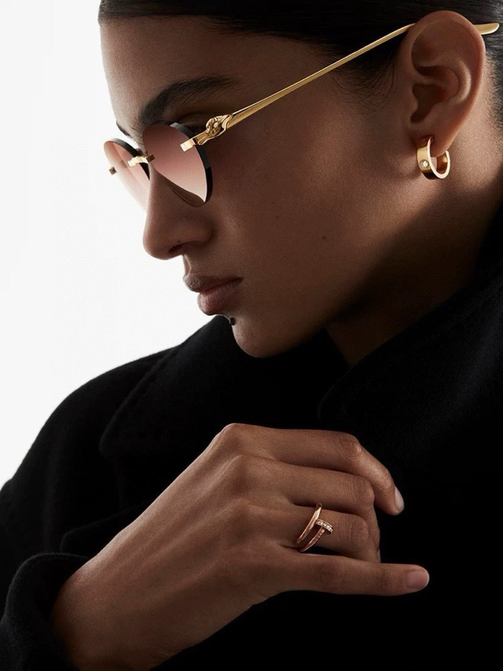 Cartier CT0504S Lightweight Rimless Pink Lens Sunglasses for Men & Women - detail image 7