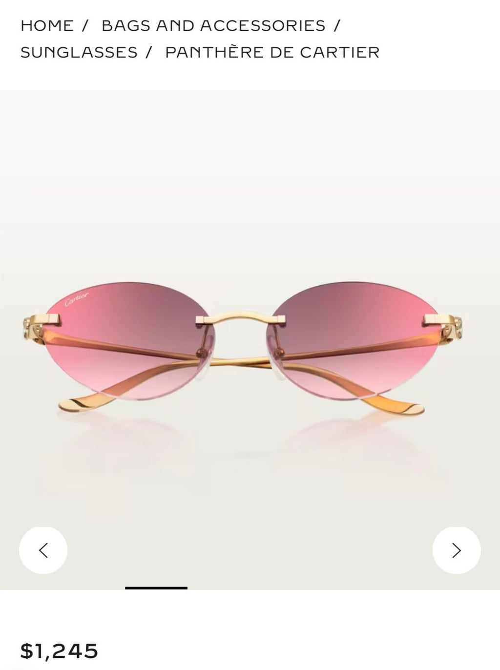 Cartier CT0504S Lightweight Rimless Pink Lens Sunglasses for Men & Women