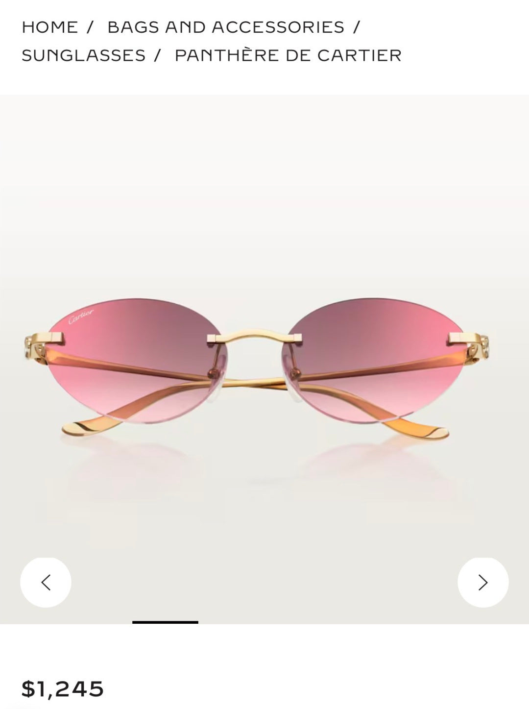 Cartier CT0504S Lightweight Rimless Pink Lens Sunglasses for Men & Women