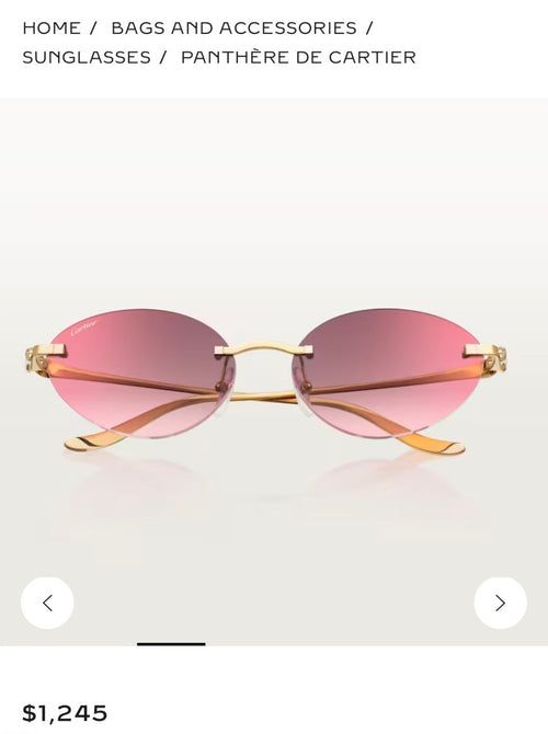 Cartier CT0504S Lightweight Rimless Pink Lens Sunglasses for Men & Women