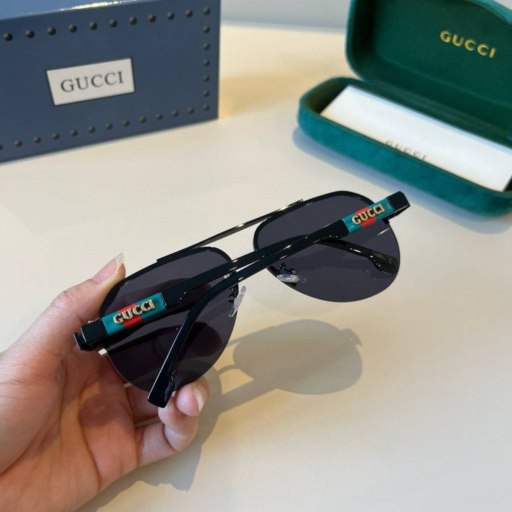 Gucci Metal Aviator Black Lens Sunglasses for Men & Women - 371509 - detail image 7