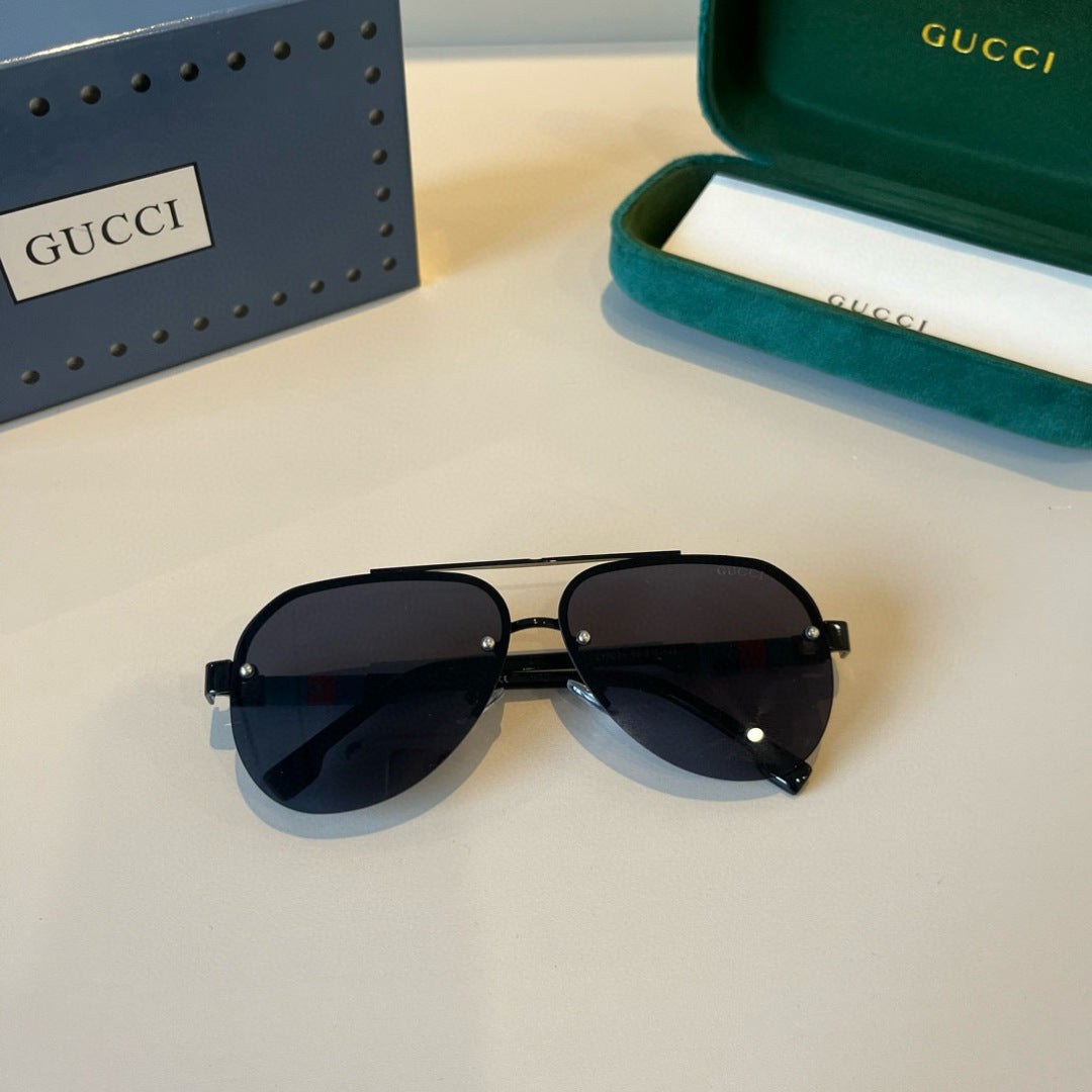 Gucci Metal Aviator Black Lens Sunglasses for Men & Women - 371509 - detail image 5