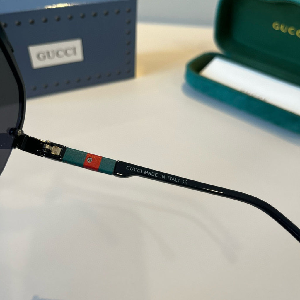Gucci Metal Aviator Black Lens Sunglasses for Men & Women - 371509 - detail image 9