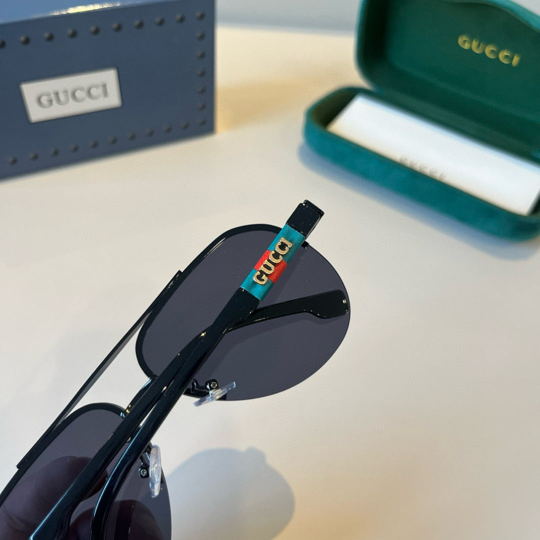 Gucci Metal Aviator Black Lens Sunglasses for Men & Women - 371509 - detail image 8