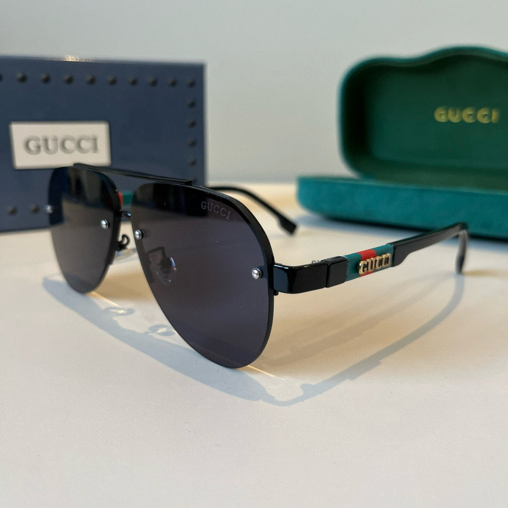 Gucci Metal Aviator Black Lens Sunglasses for Men & Women - 371509 - detail image 3