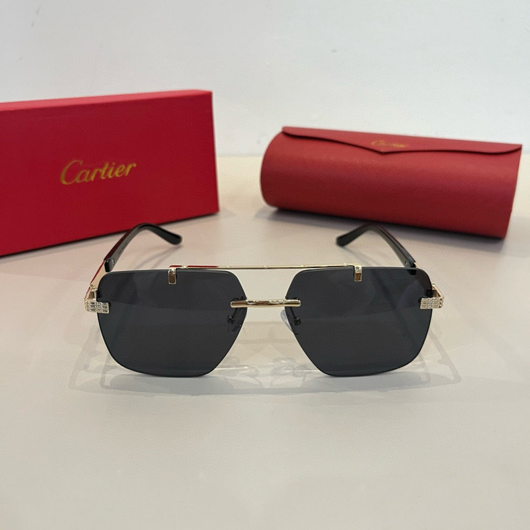 Cartier Lightweight Metal Rimless Silver Lens Sunglasses for Men & Wo - 935108 - detail image 2