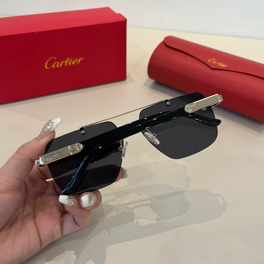 Cartier Lightweight Metal Rimless Silver Lens Sunglasses for Men & Wo - 935108 - detail image 8
