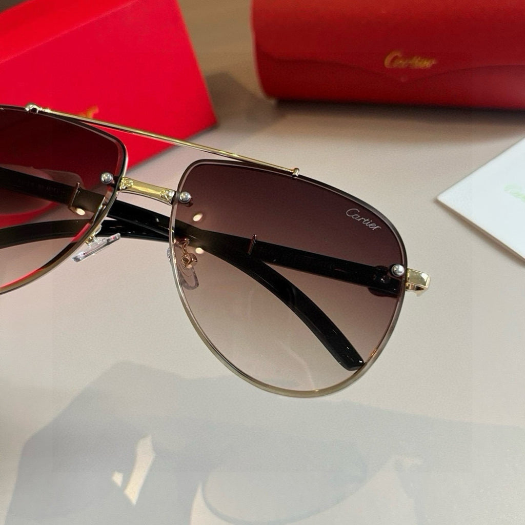 Cartier Aviator Brown Lens Sunglasses for Men - 372260 - detail image 5
