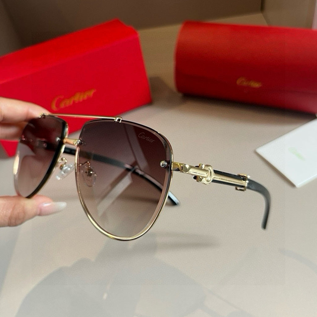 Cartier Aviator Brown Lens Sunglasses for Men - 372260 - detail image 4