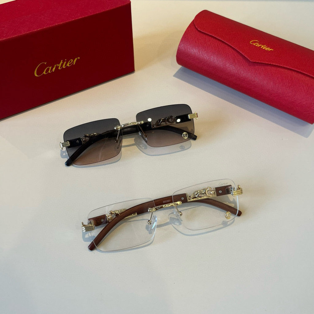 Cartier Lightweight Metal Rimless Silver Lens Sunglasses for Men & Wo - 372264 - detail image 11