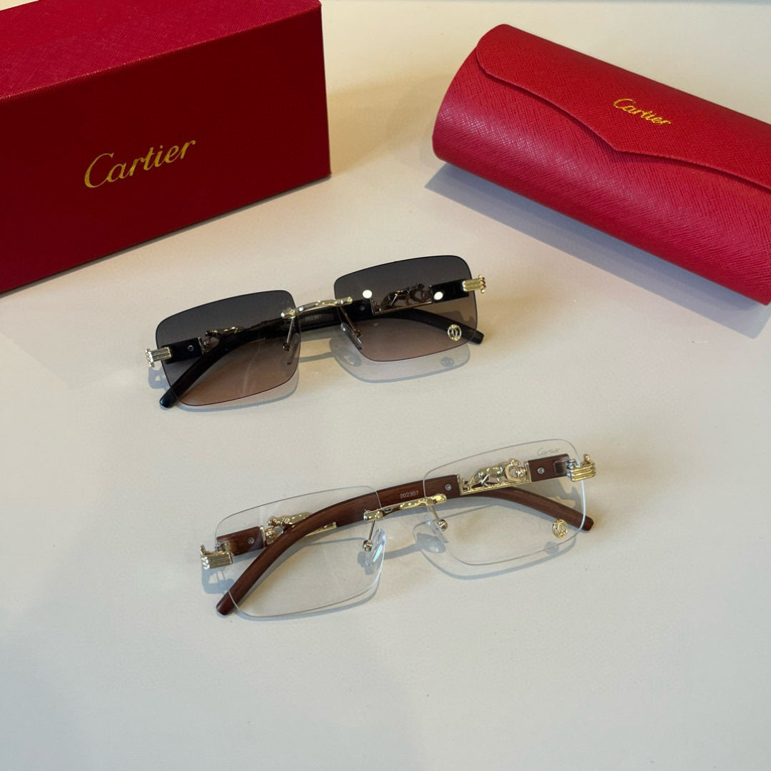 Cartier Lightweight Metal Rimless Silver Lens Sunglasses for Men & Wo - 372263 - detail image 11