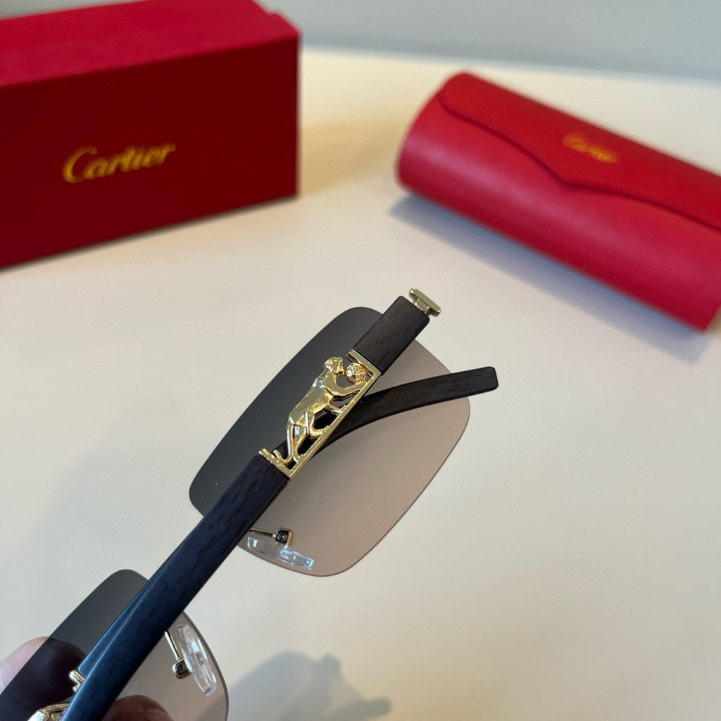 Cartier Lightweight Metal Rimless Silver Lens Sunglasses for Men & Wo - 372264 - detail image 6