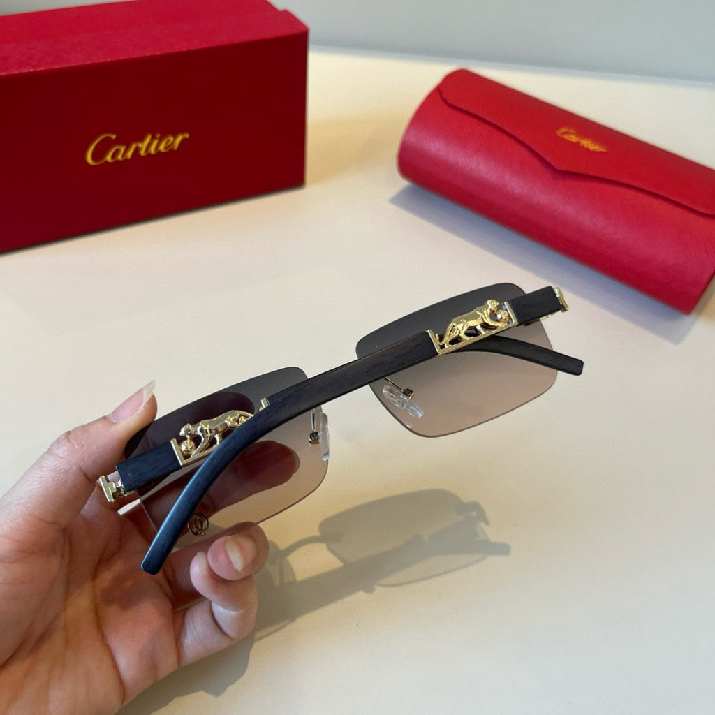 Cartier Lightweight Metal Rimless Silver Lens Sunglasses for Men & Wo - 372264 - detail image 5