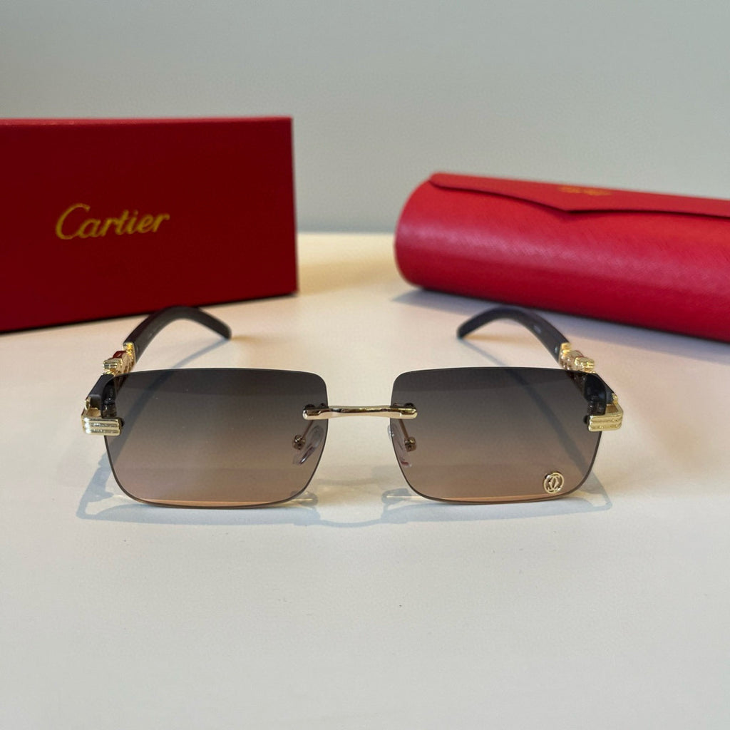 Cartier Lightweight Metal Rimless Silver Lens Sunglasses for Men & Wo - 372264 - detail image 2