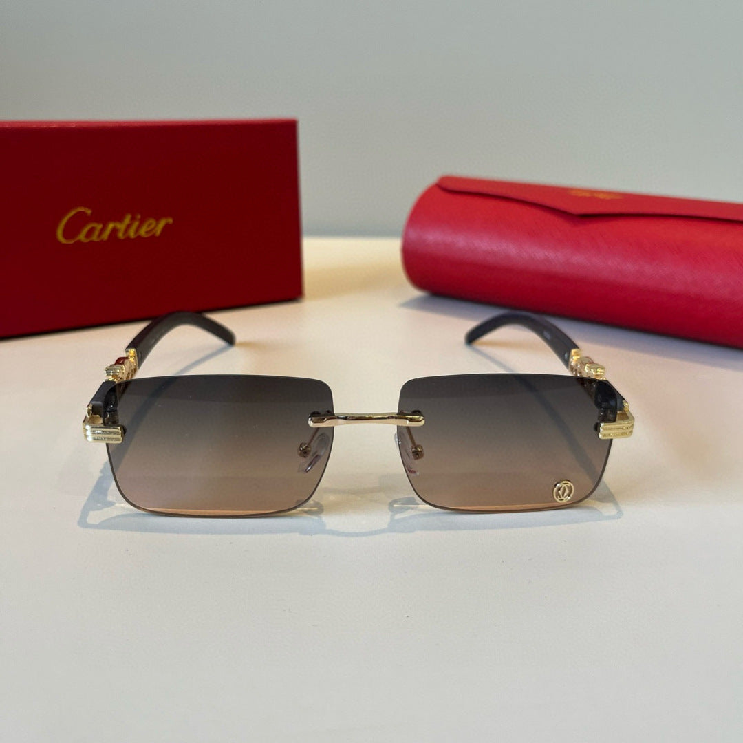Cartier Lightweight Metal Rimless Silver Lens Sunglasses for Men & Wo - 372264 - detail image 2