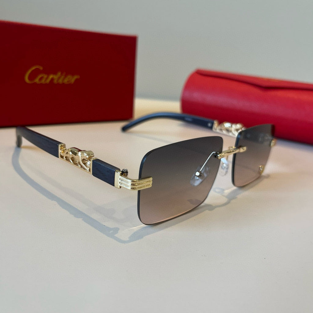 Cartier Lightweight Metal Rimless Silver Lens Sunglasses for Men & Wo - 372264