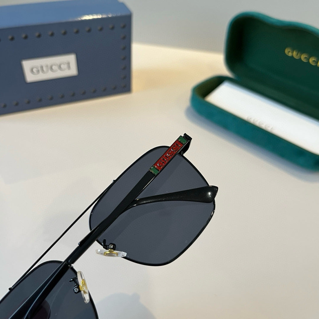 Gucci Metal Aviator Black Lens Sunglasses for Men & Women - 371513 - detail image 6