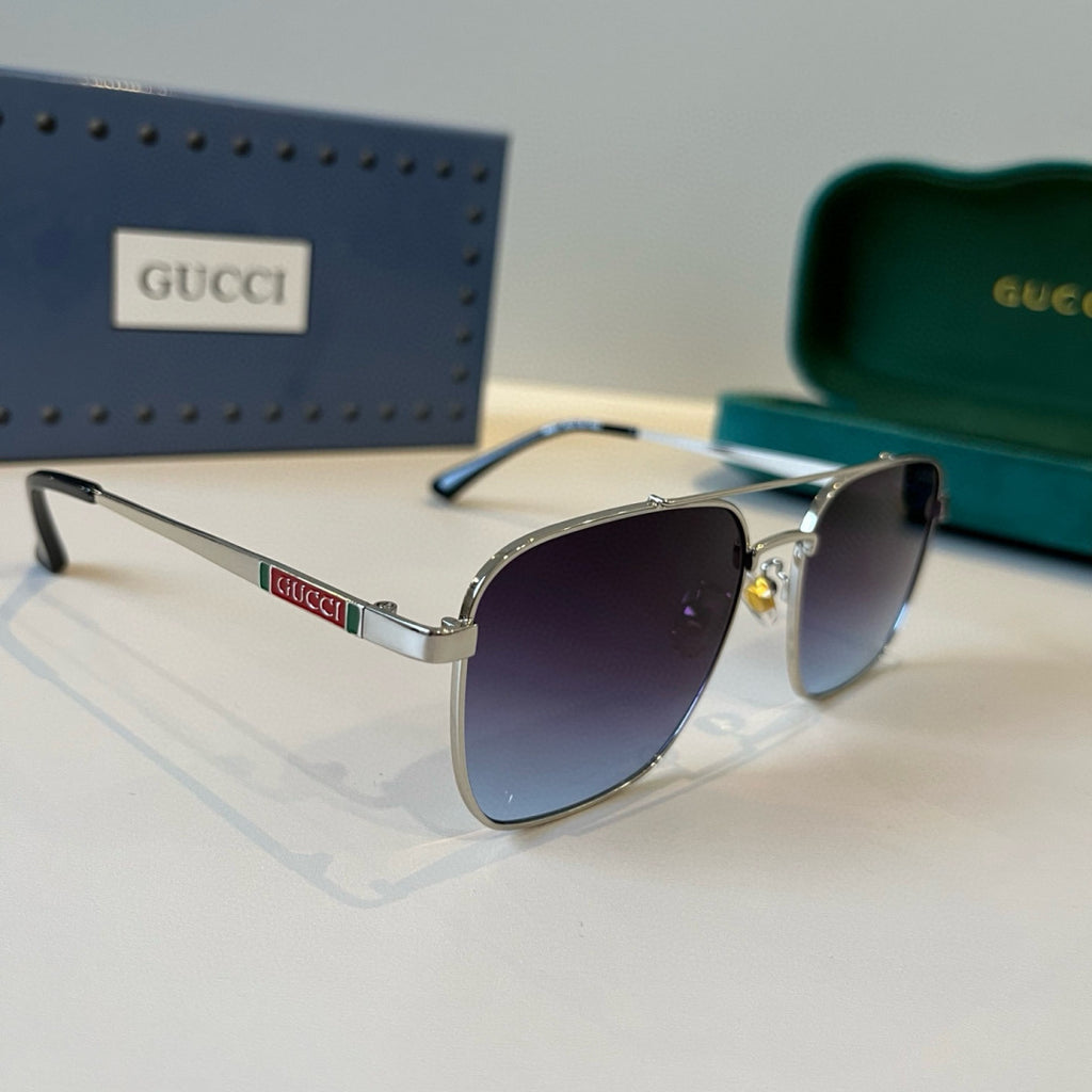 Gucci Metal Aviator Silver Lens Sunglasses for Men & Women - 371514