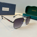 Gucci Metal Aviator Black Lens Sunglasses for Men & Women - 371515