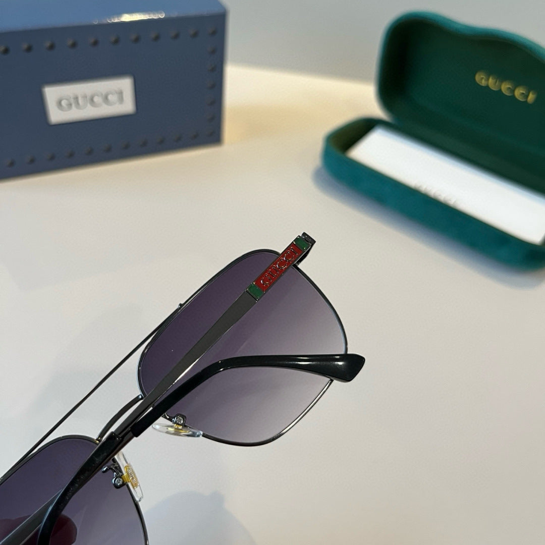 Gucci Metal Aviator Black Lens Sunglasses for Men & Women - 371515 - detail image 8
