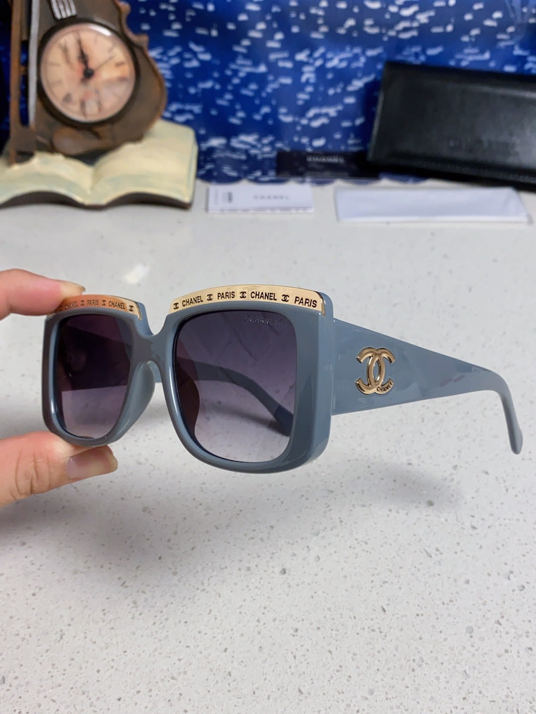 Chanel Metal Square Silver Lens Sunglasses for Women - 382215 - detail image 6
