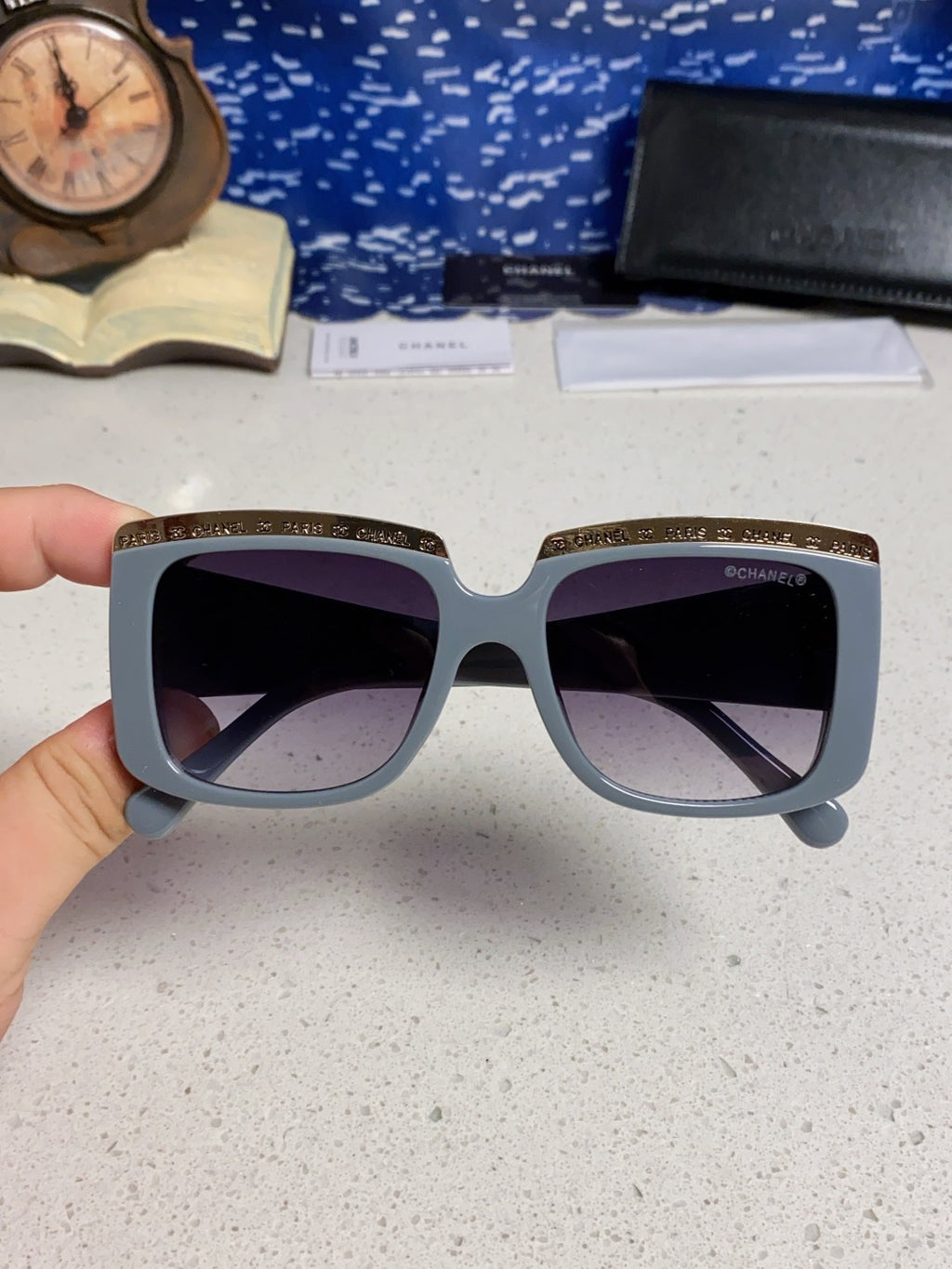 Chanel Metal Square Silver Lens Sunglasses for Women - 382215 - detail image 4