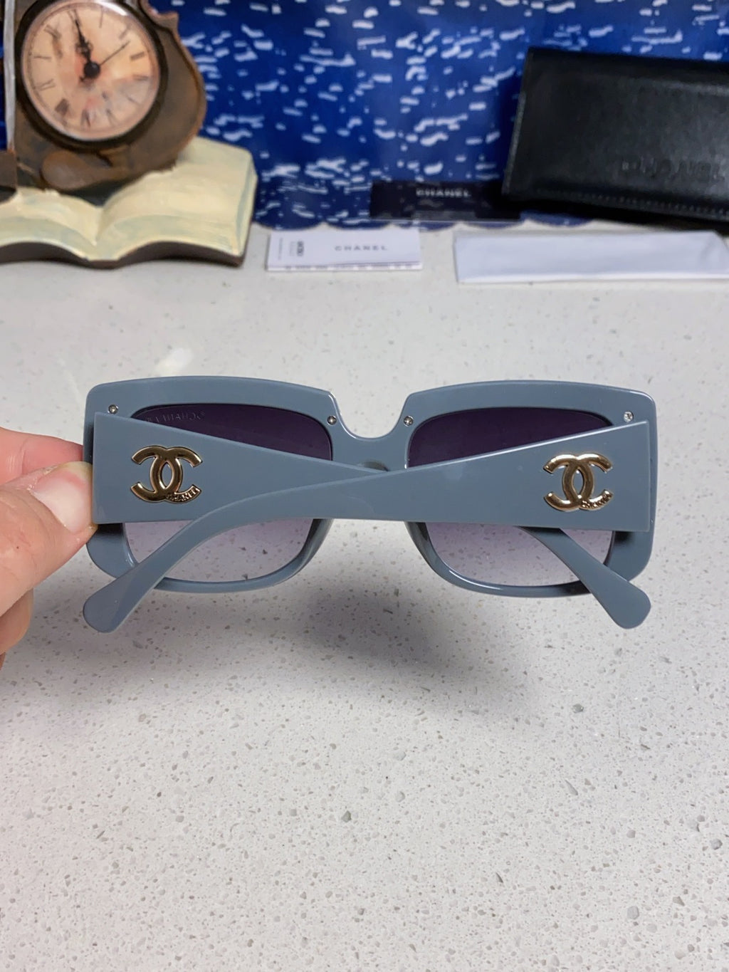Chanel Metal Square Silver Lens Sunglasses for Women - 382215 - detail image 5