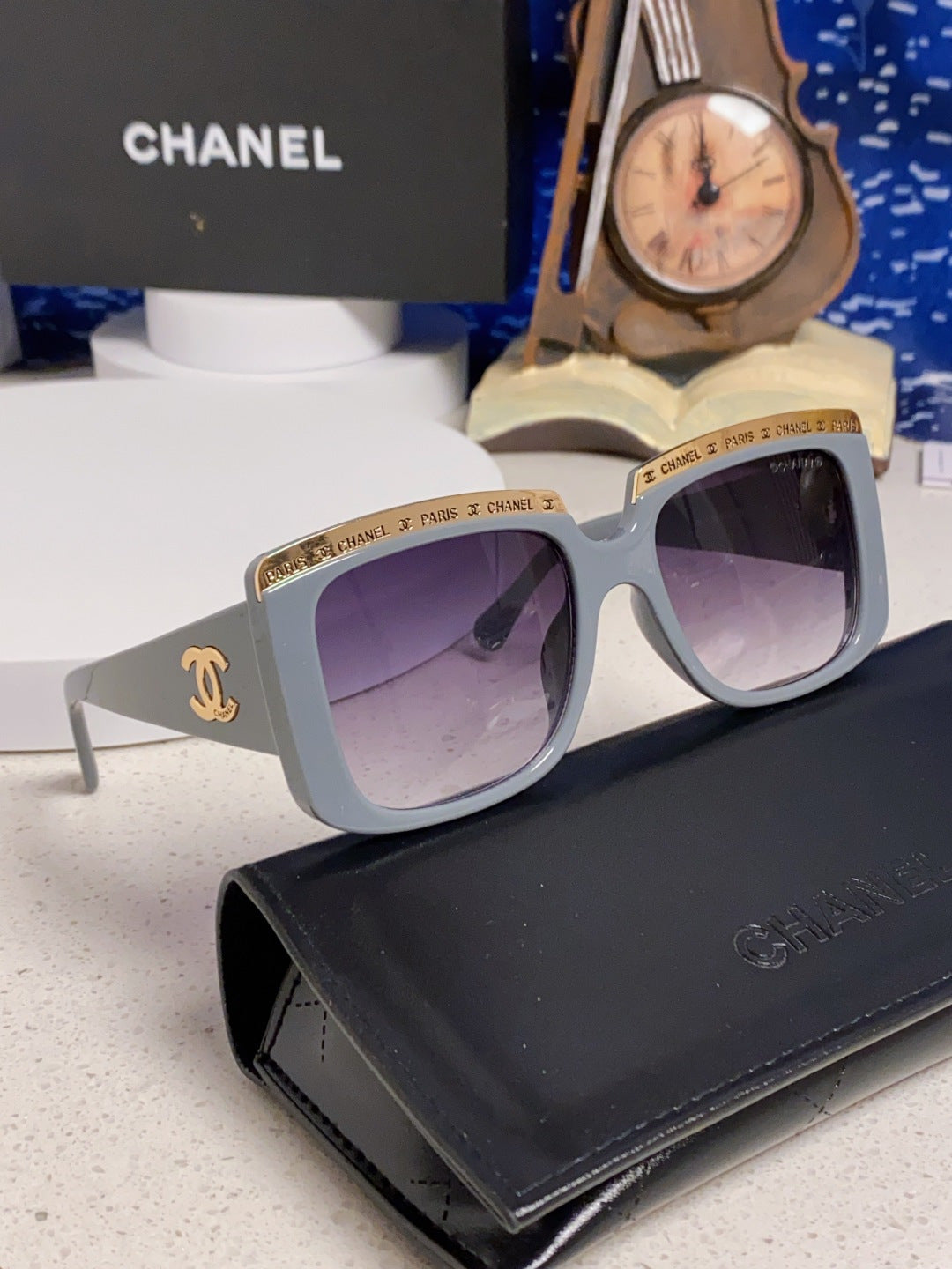 Chanel Metal Square Silver Lens Sunglasses for Women - 382215 - detail image 10