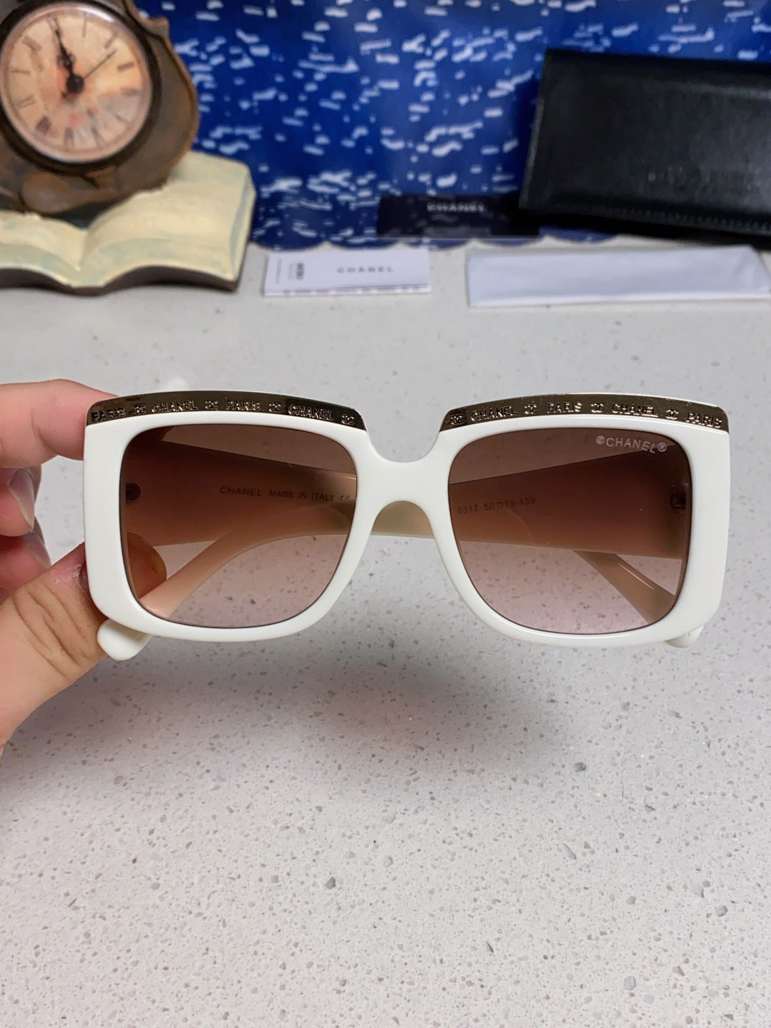 Chanel Metal Square Silver Lens Sunglasses for Women - 382216 - detail image 4