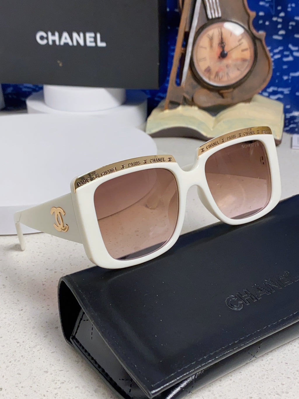 Chanel Metal Square Silver Lens Sunglasses for Women - 382216 - detail image 10