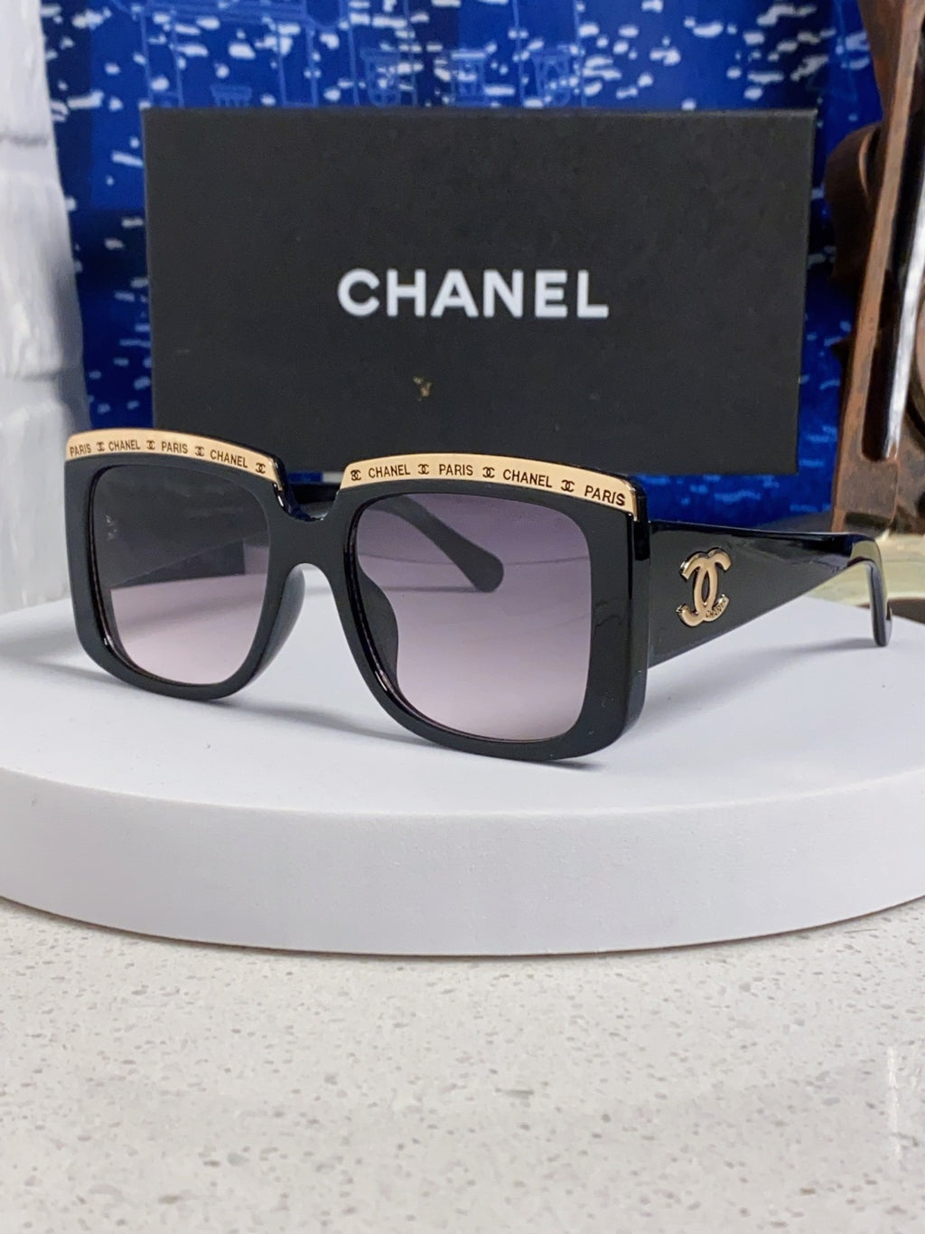 Chanel Metal Square Silver Lens Sunglasses for Women