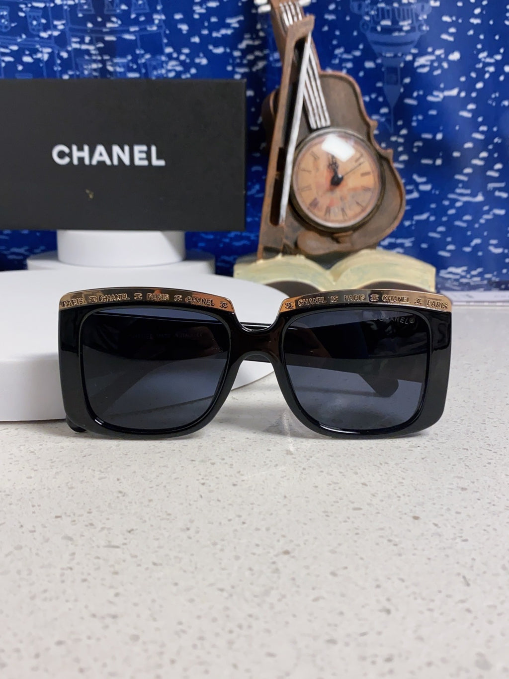 Chanel Metal Square Blue Lens Sunglasses for Women - detail image 9