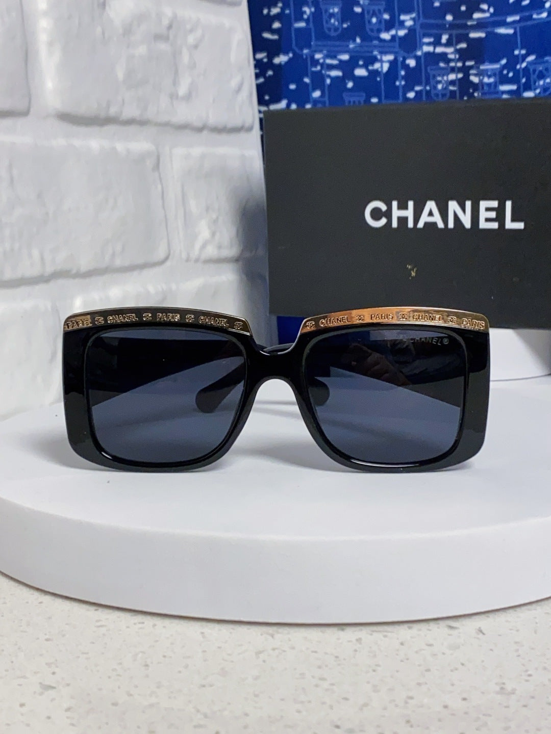 Chanel Metal Square Blue Lens Sunglasses for Women - detail image 2