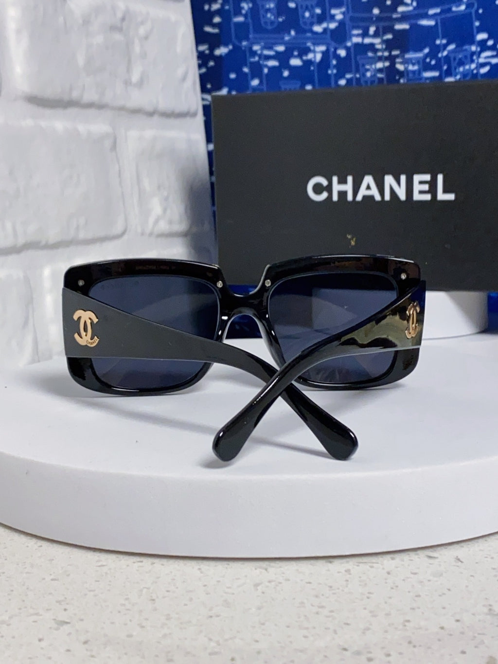 Chanel Metal Square Blue Lens Sunglasses for Women - detail image 3