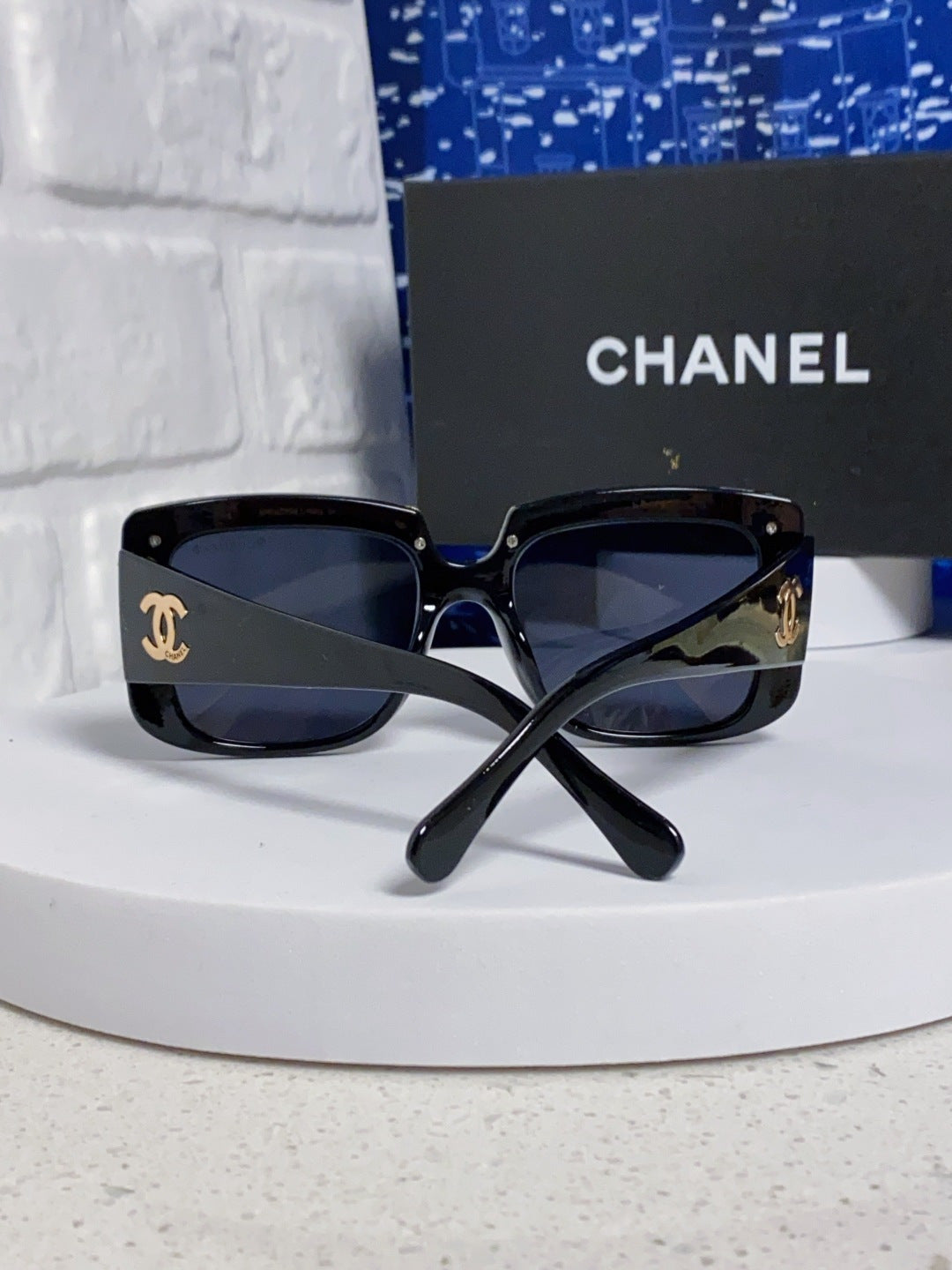 Chanel Metal Square Blue Lens Sunglasses for Women - detail image 3