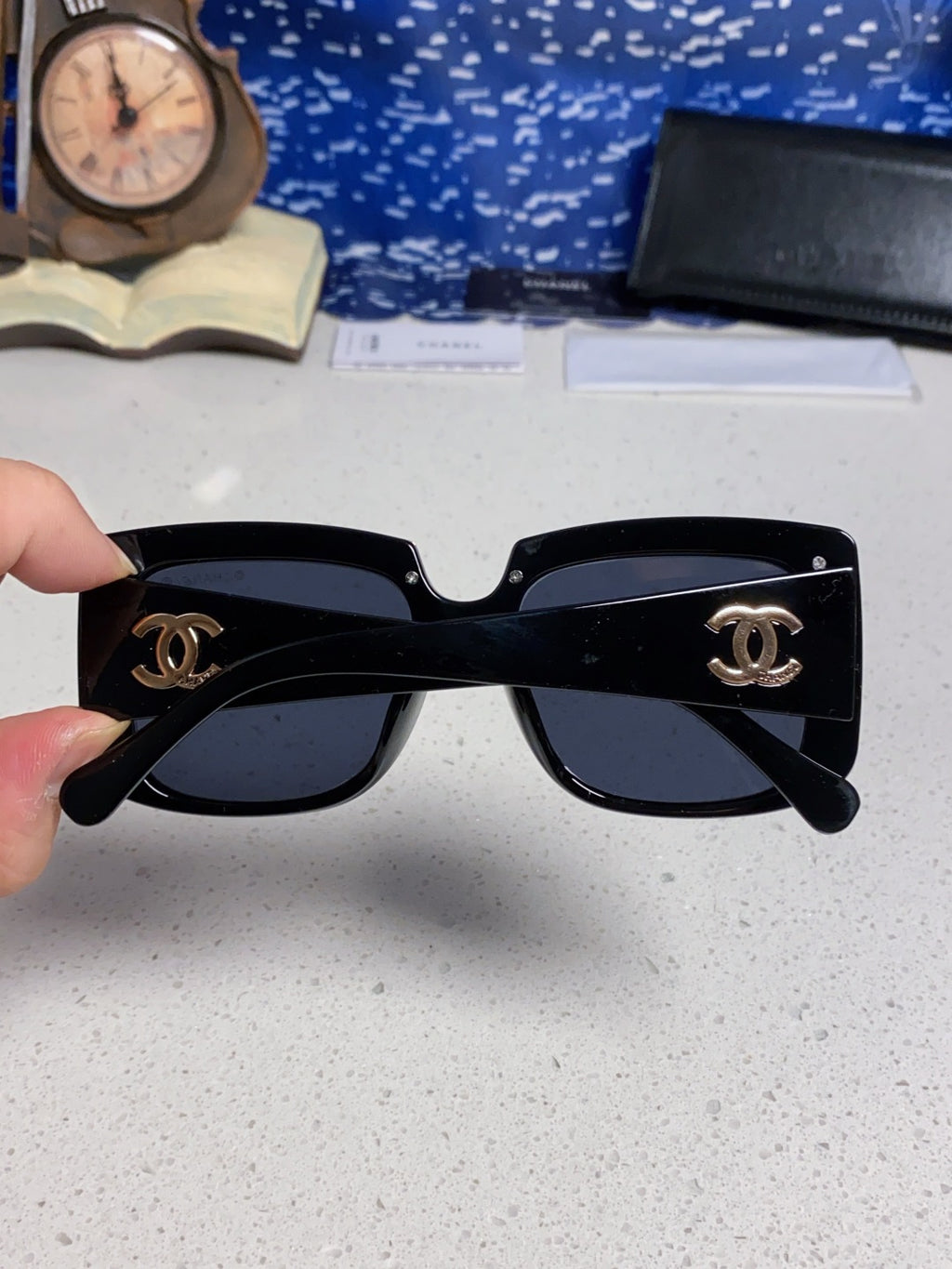 Chanel Metal Square Blue Lens Sunglasses for Women - detail image 5