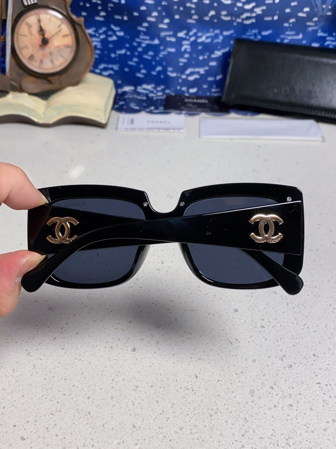 Chanel Metal Square Blue Lens Sunglasses for Women - detail image 5