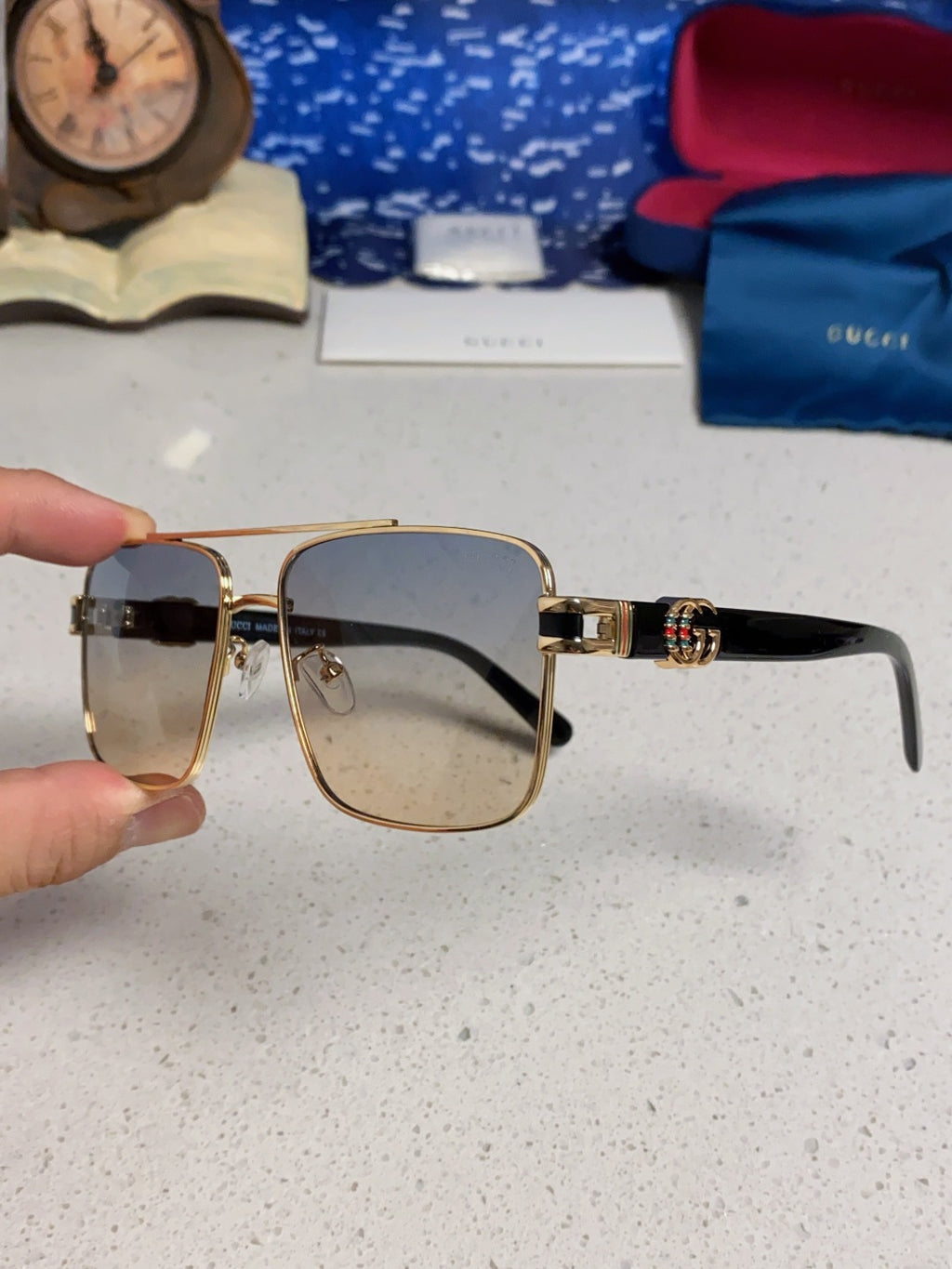 Gucci Metal Square Silver Lens Sunglasses for Men & Women - 158233 - detail image 6