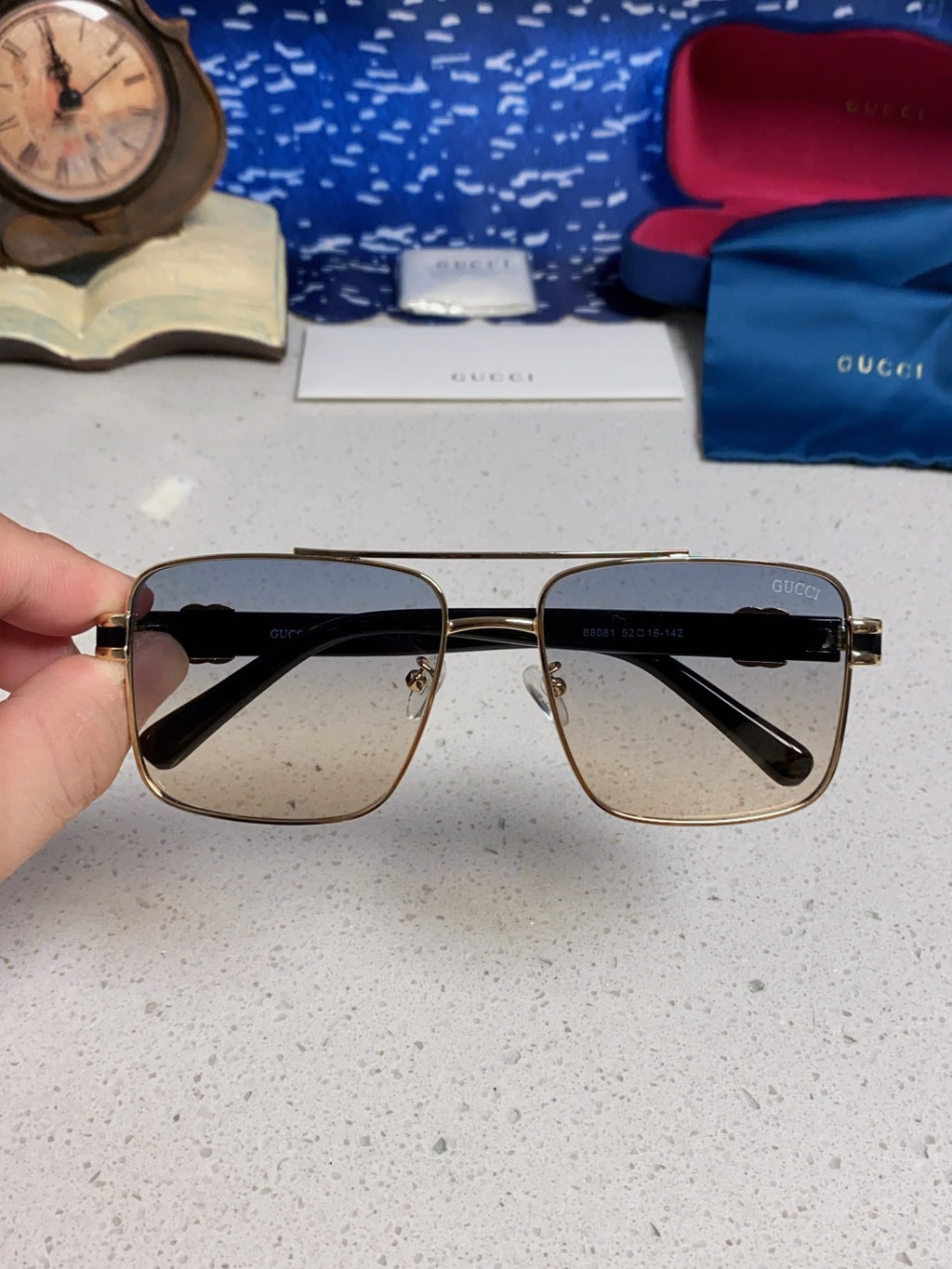 Gucci Metal Square Silver Lens Sunglasses for Men & Women - 158233 - detail image 4