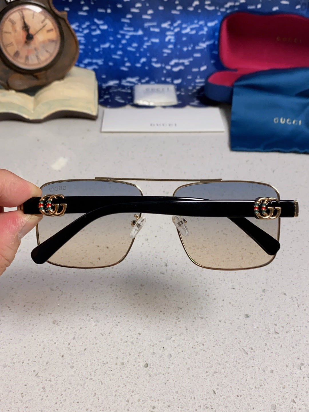 Gucci Metal Square Silver Lens Sunglasses for Men & Women - 158233 - detail image 5