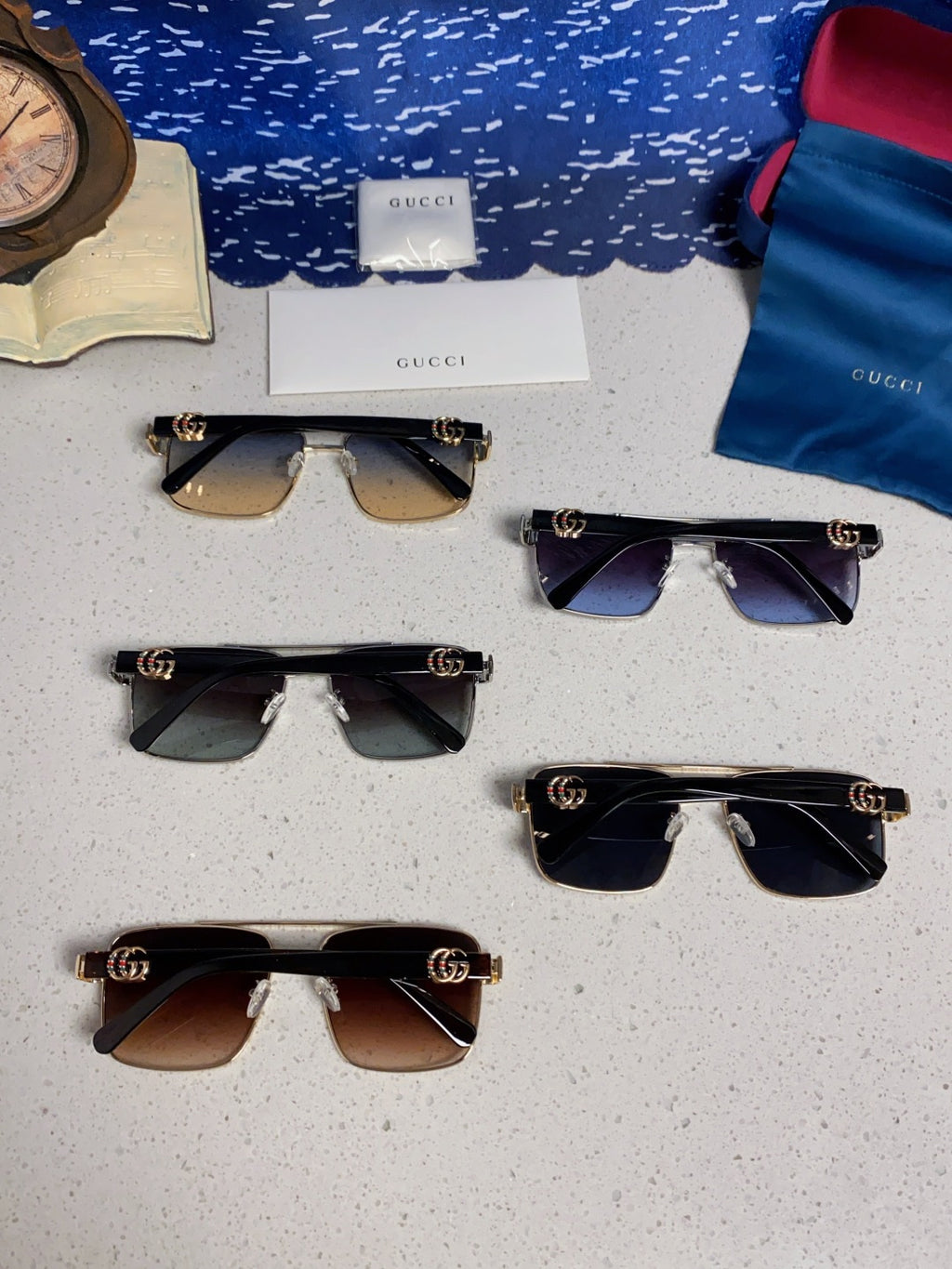 Gucci Metal Square Red Lens Sunglasses for Men & Women - 158235 - detail image 11