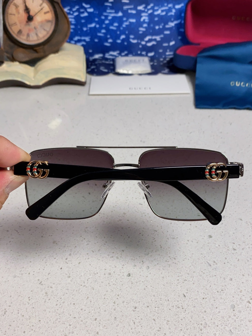 Gucci Metal Square Silver Lens Sunglasses for Men & Women - 398437 - detail image 5