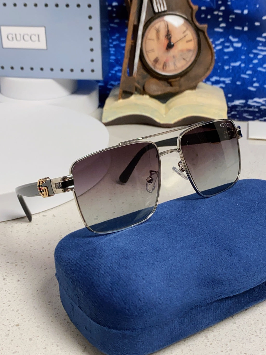 Gucci Metal Square Silver Lens Sunglasses for Men & Women - 398437 - detail image 10