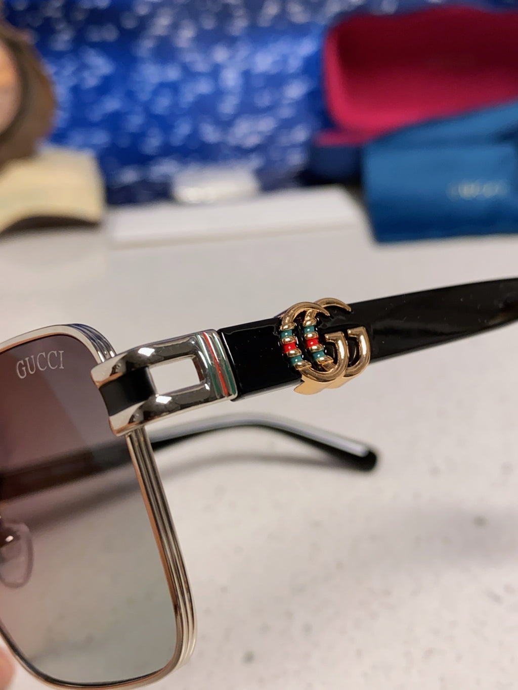 Gucci Metal Square Silver Lens Sunglasses for Men & Women - 398437 - detail image 7