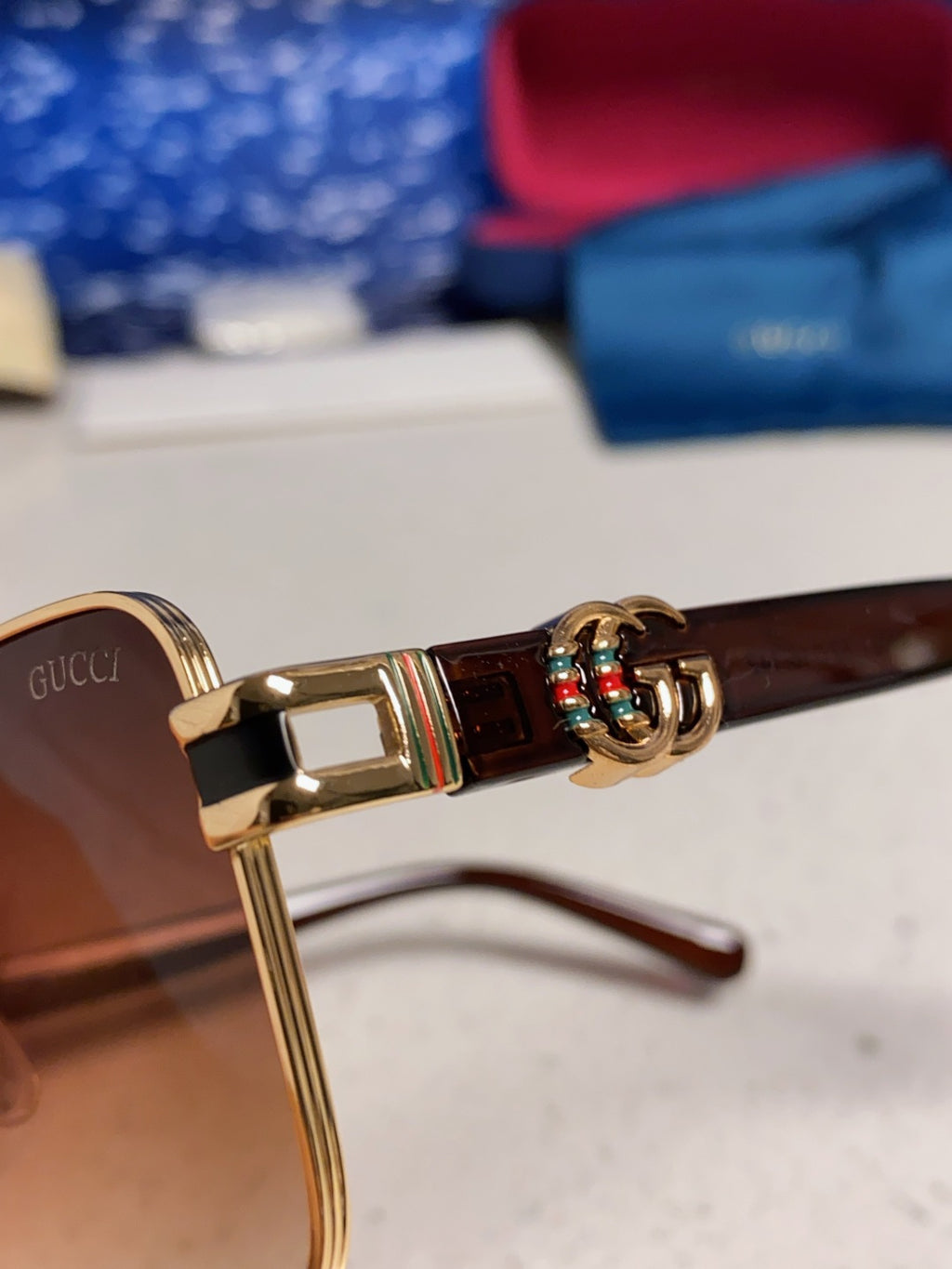 Gucci Metal Square Red Lens Sunglasses for Men & Women - 158235 - detail image 7
